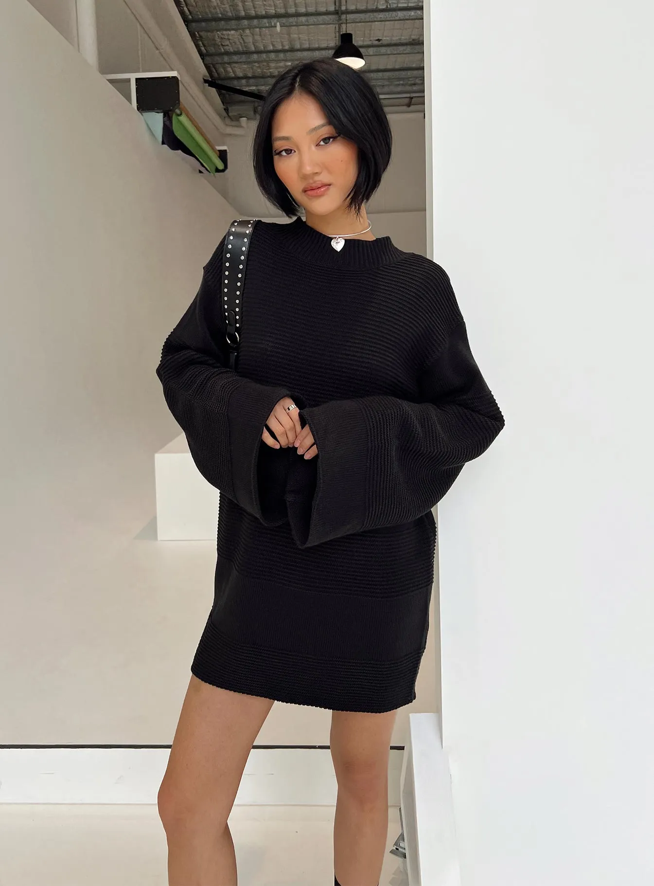 Cheyenne Knit Jumper Dress Black