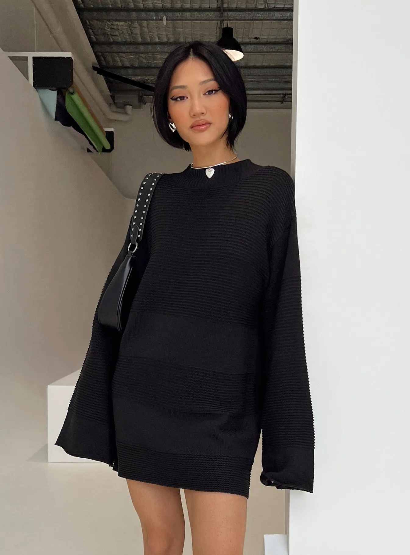 Cheyenne Knit Jumper Dress Black