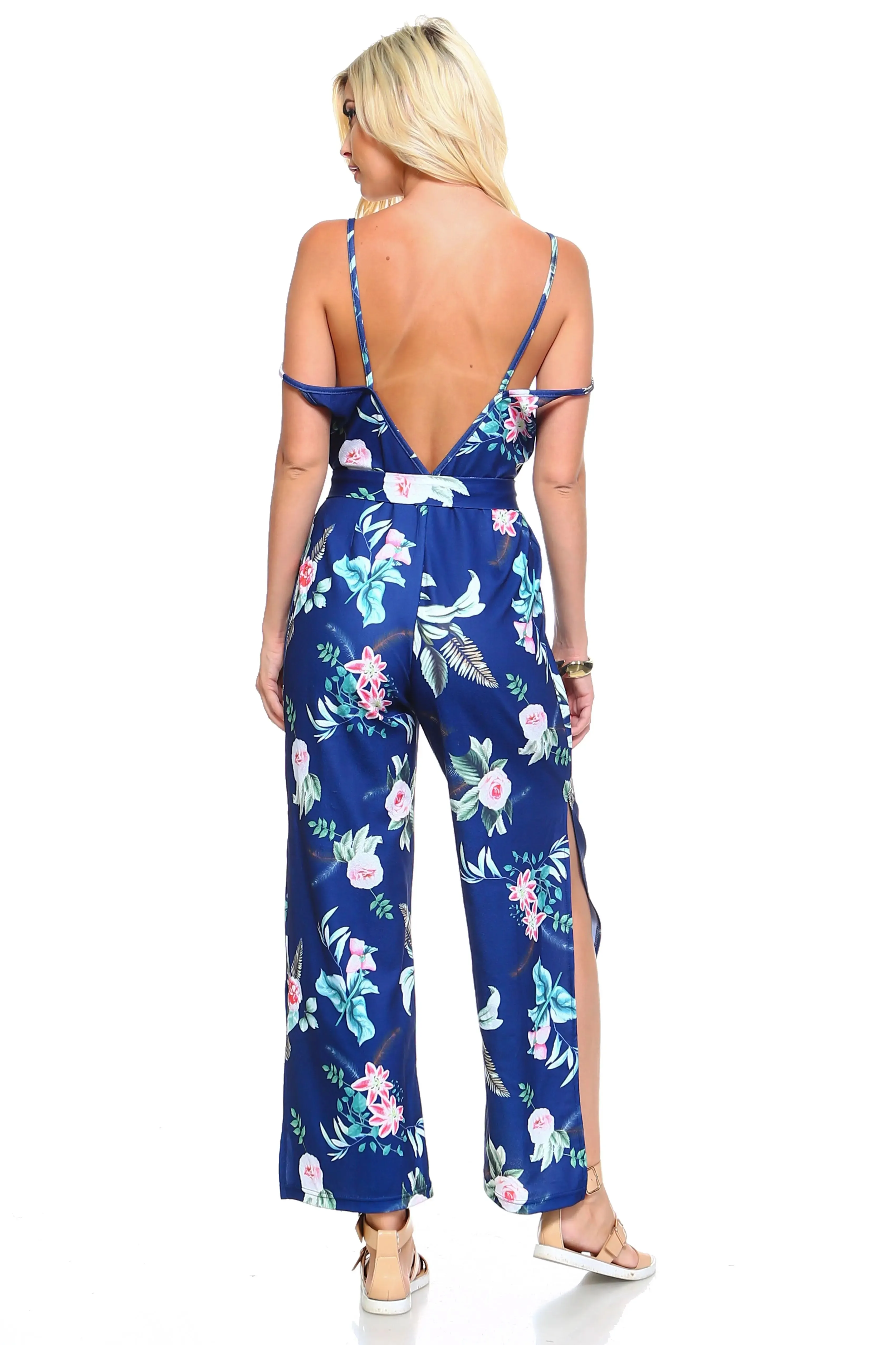 Chic Floral Tie-Front Women's Tank Jumpsuit for Effortless Style