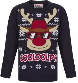 Christmas Cooldolph Junior Christmas Jumper - Ink