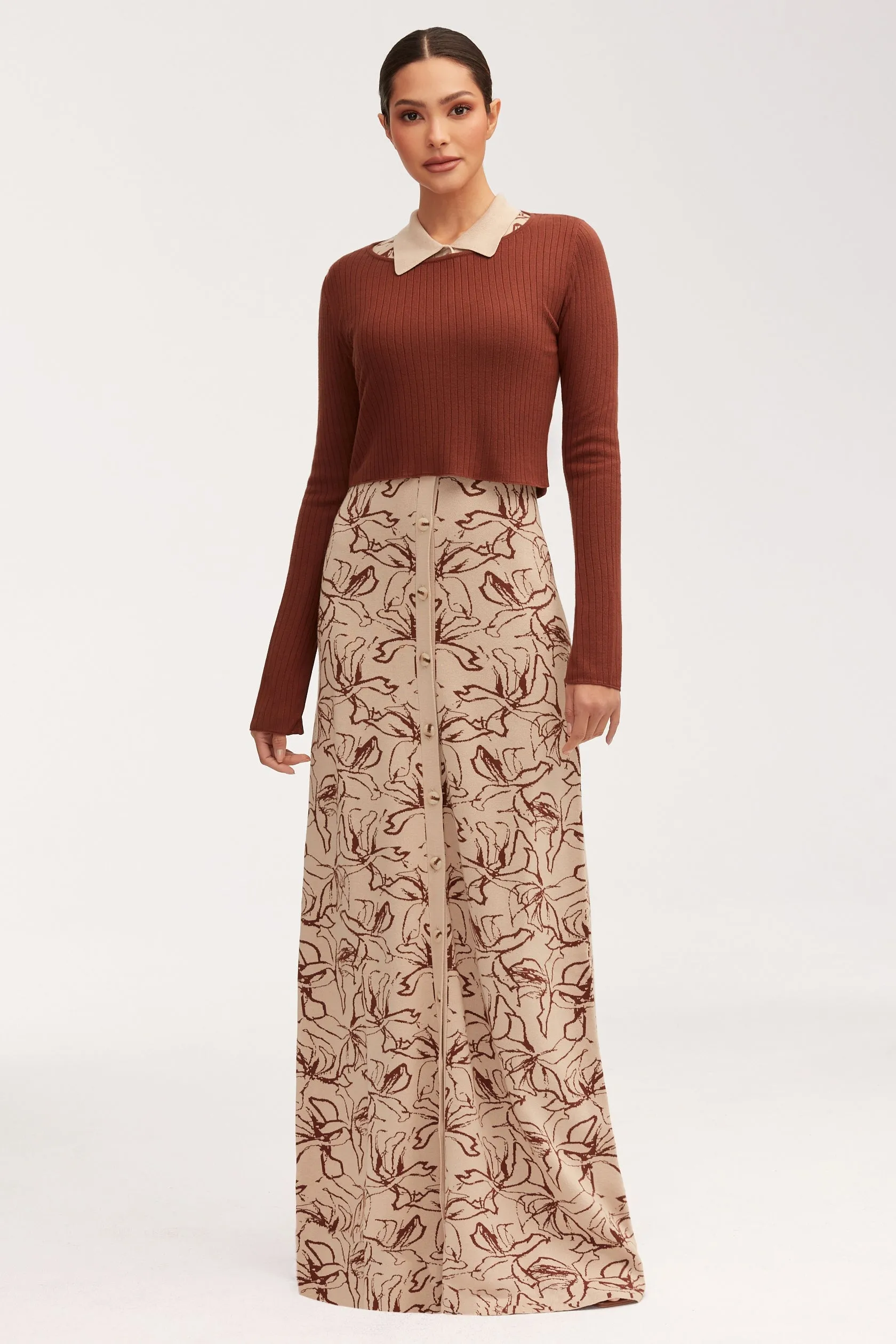 Claire Jacquard Knit Top & Maxi Dress Set