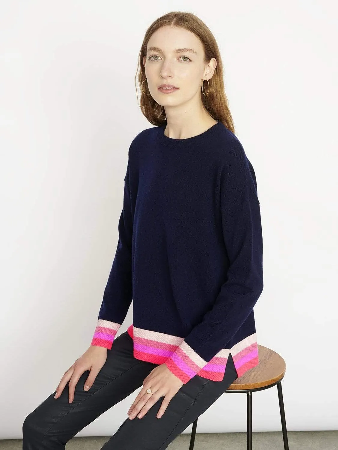 Cocoa Cashmere Navy Eleanor Jumper CC3076