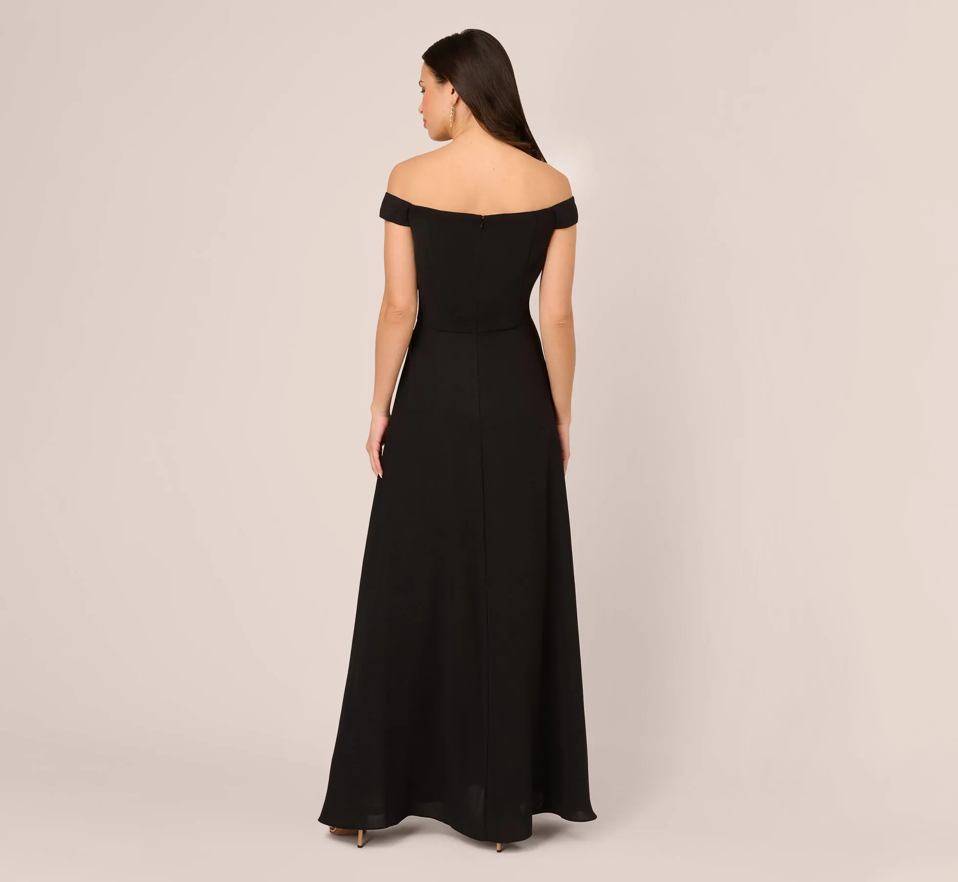 Colorblock Off The Shoulder Wide Leg Jumpsuit In Black Ivory