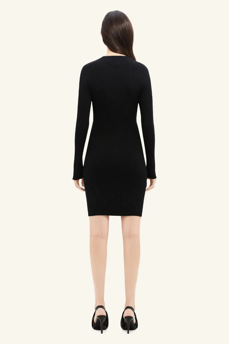 Contrast Frame Rib Knit Mini Dress