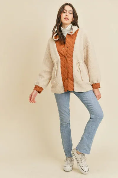 Contrast Sherpa Buttoned Jacket