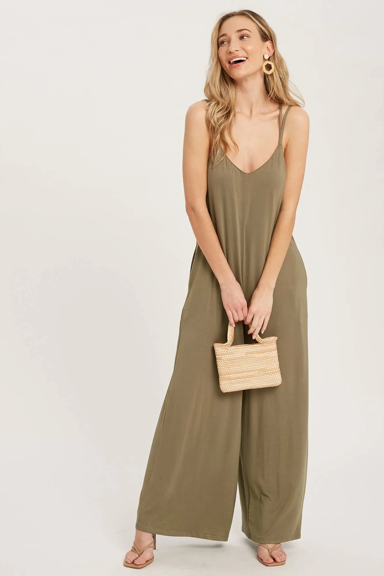 Criss Cross Back Wide Leg Jumpsuit