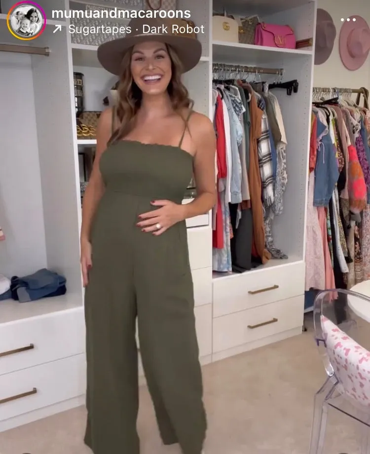 Cupshe Olive Wide Leg Smocked Jumpsuit- Size M