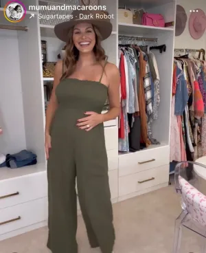 Cupshe Olive Wide Leg Smocked Jumpsuit- Size M