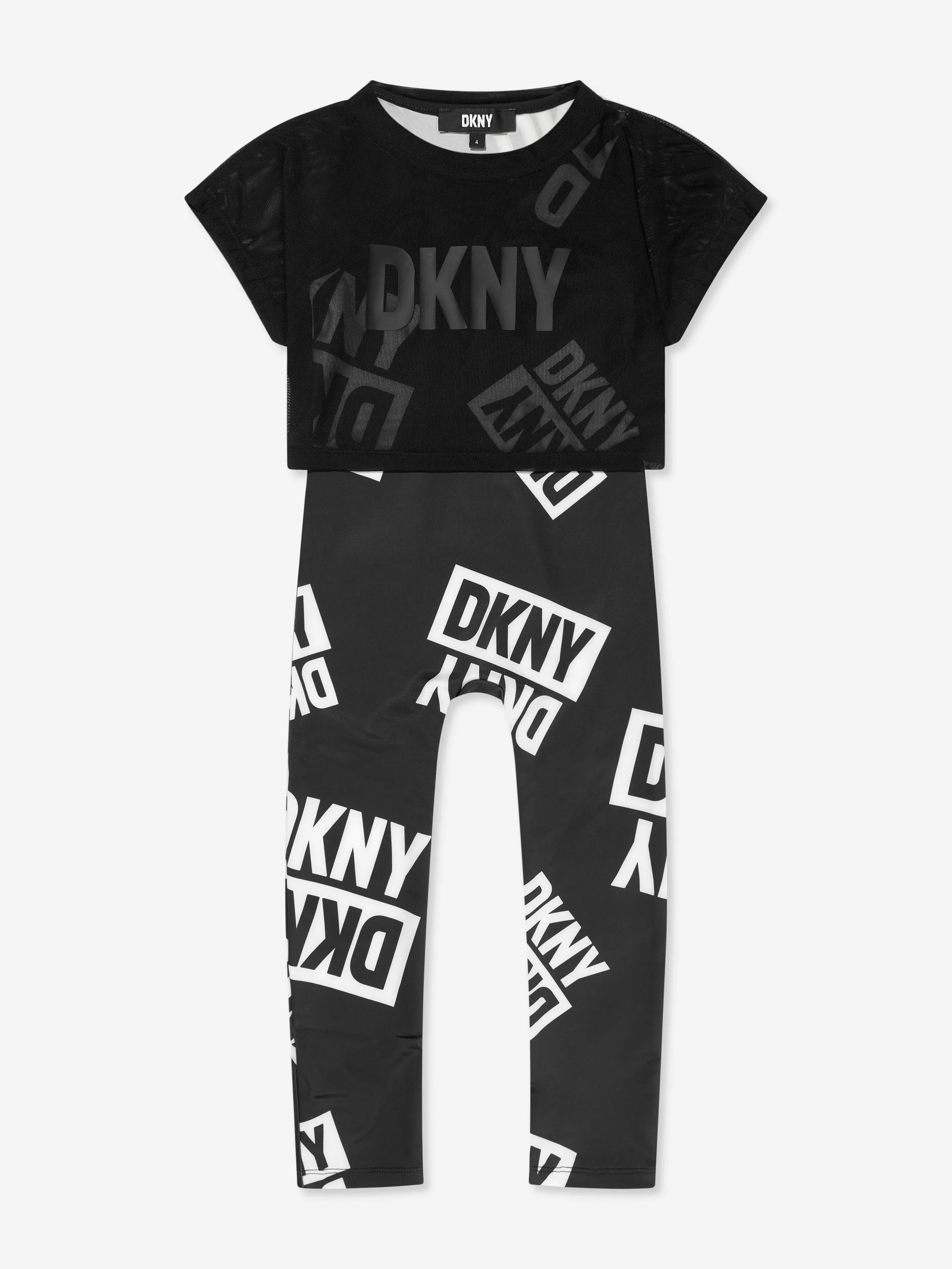 DKNY Girls Jumpsuit And T-Shirt Set in Black