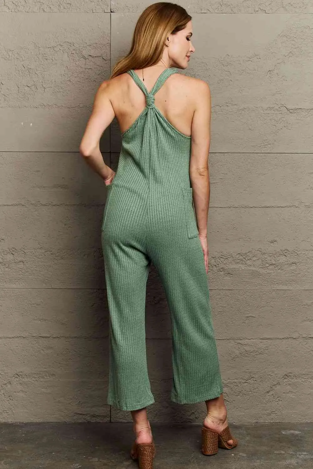 Don't Get It Twisted Full Size Rib Knit Jumpsuit