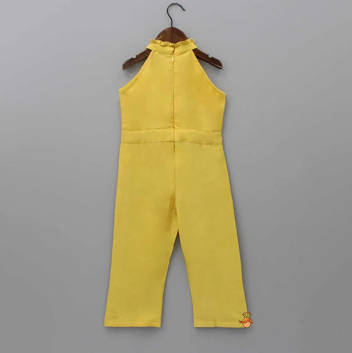 Embroidered Yoke Yellow Jumpsuit