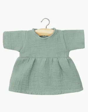 Faustine long sleeve dress in baltic green cotton gauze