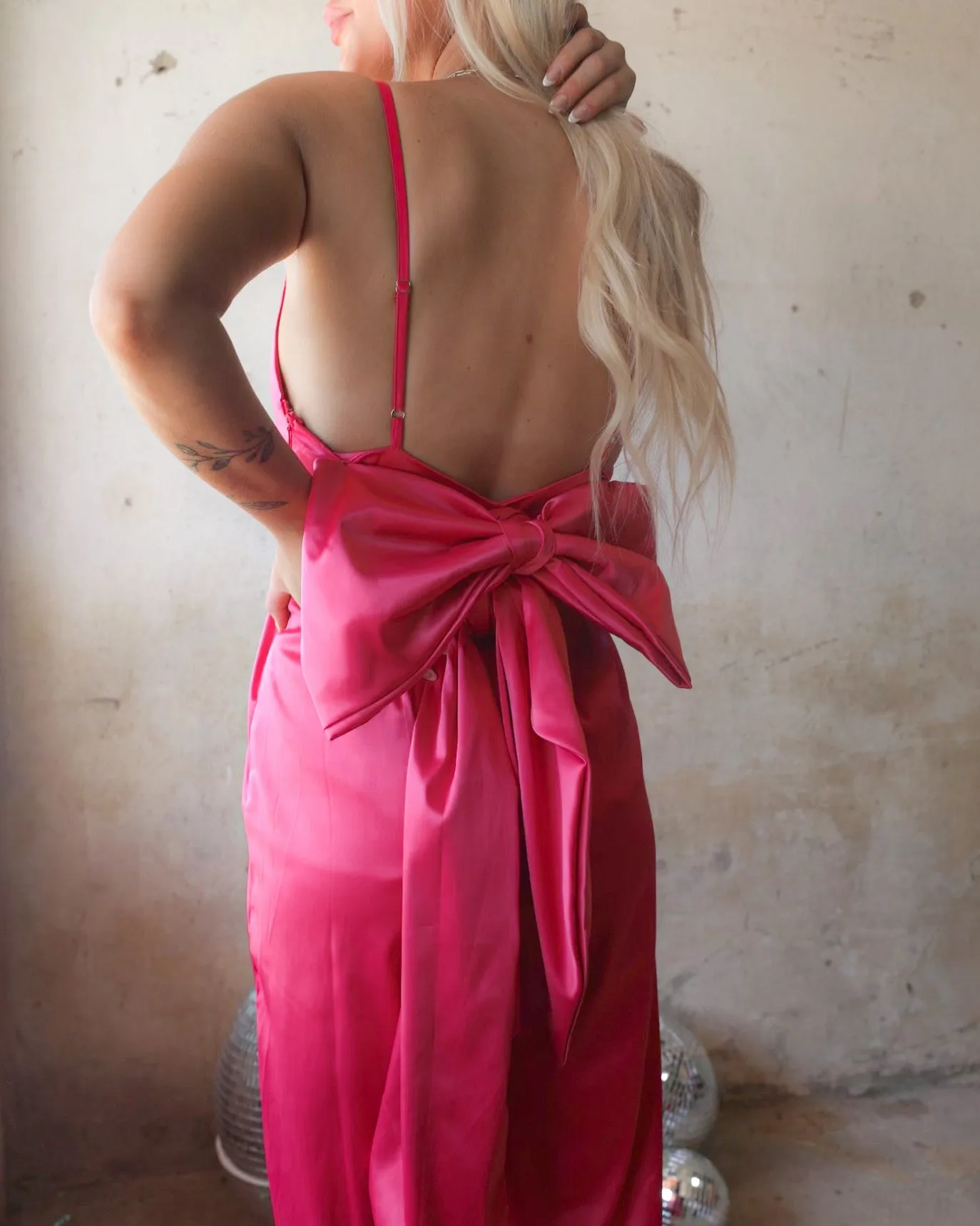 Florie Fuchsia Bow Jumpsuit