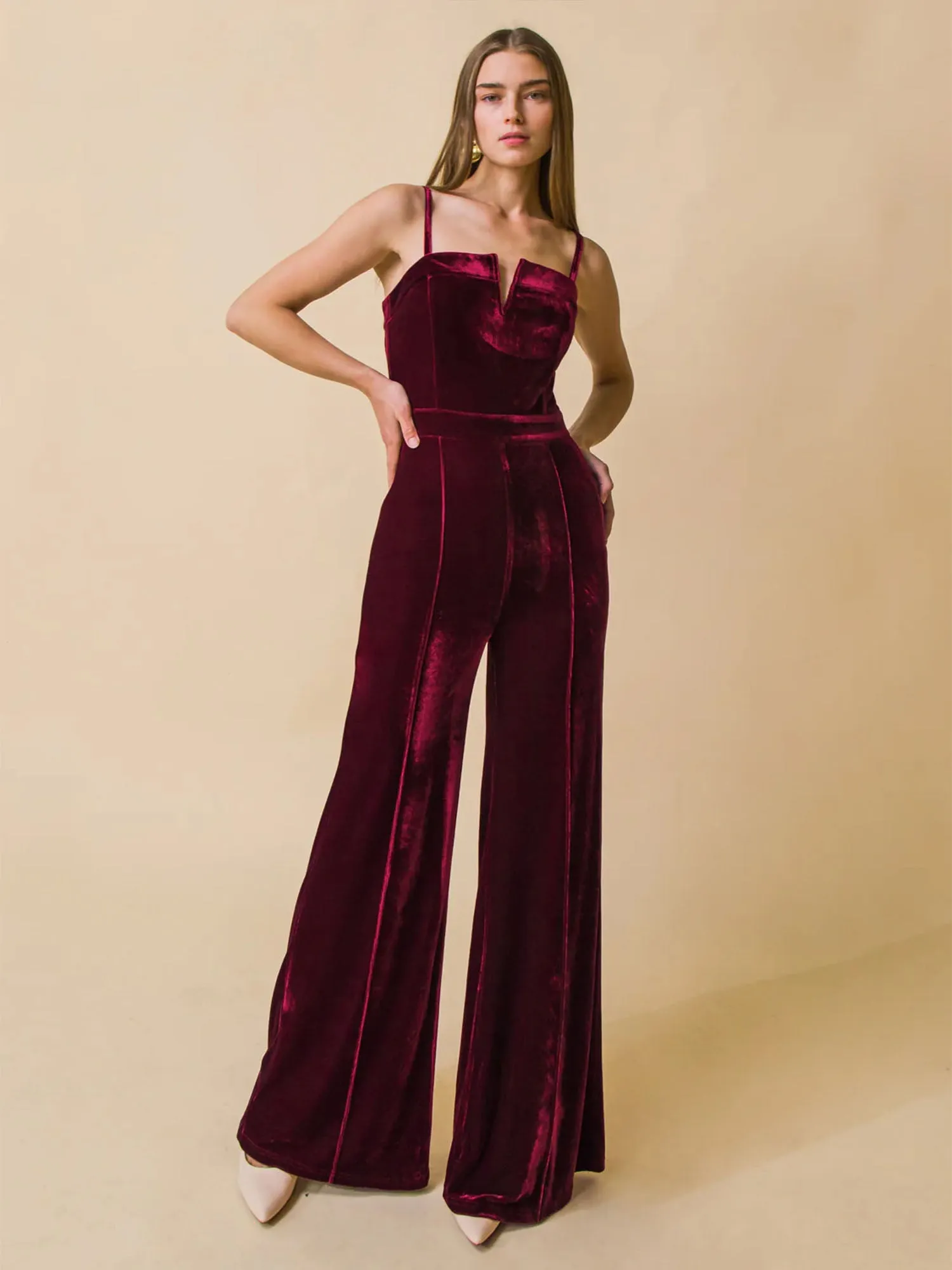 Flying Tomato Wide Leg Velvet Jumpsuit - Brands We Love