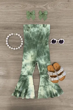 Green Tie Dye Bell Bottom Jumpsuit