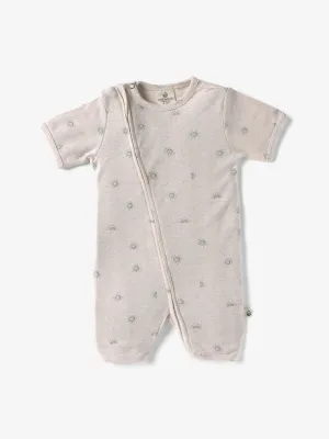 Half sleeve cream jumpsuit for baby girls and boys