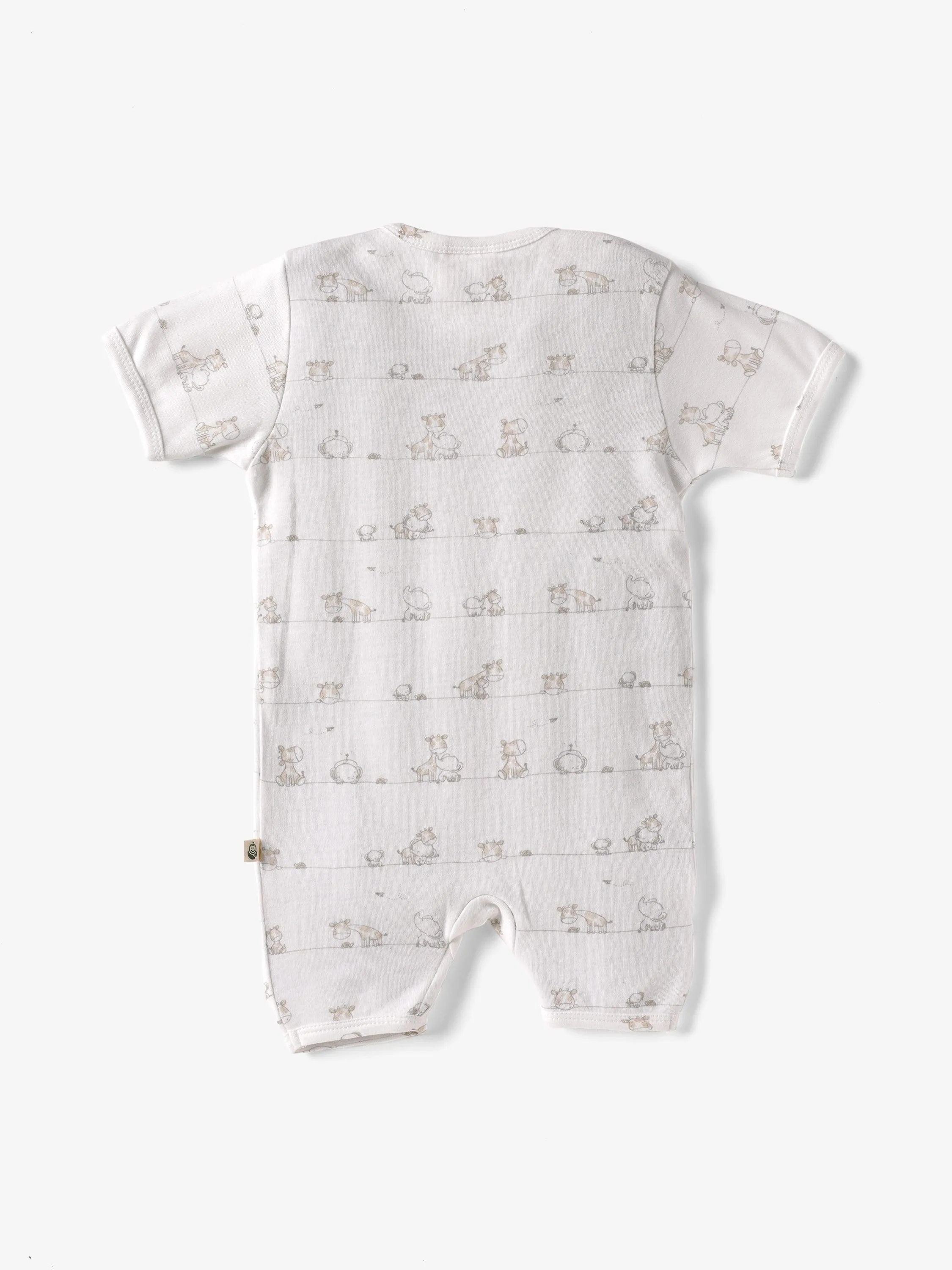 Half sleeve cute graphic in white jumpsuit for baby girls and boys