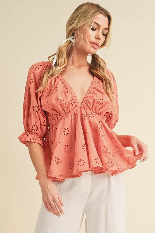 Hazle Eyelet Embroidered Top