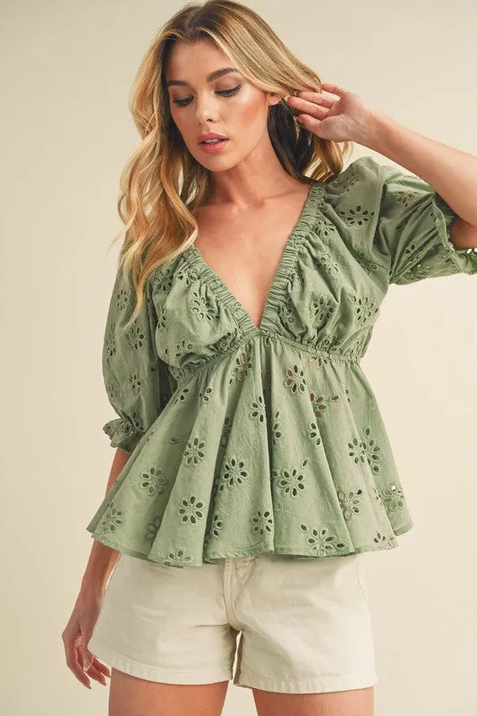 Hazle Eyelet Embroidered Top