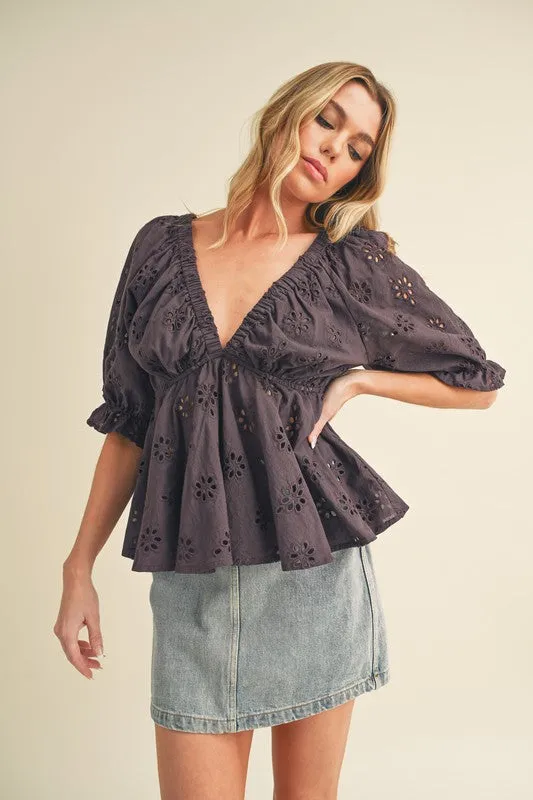 Hazle Eyelet Embroidered Top