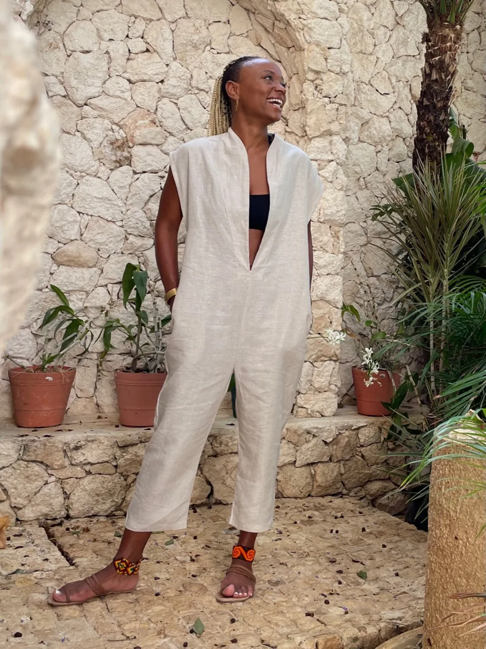 Heron Loose Linen Jumpsuit