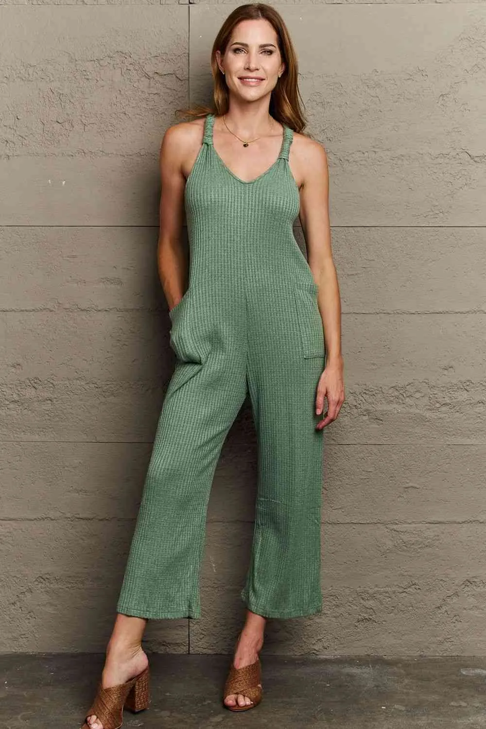 HEYSON Don't Get It Twisted Full Size Rib Knit Jumpsuit