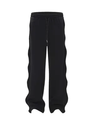 High Street Solid Color Simple Twisted Cuffed Casual Sweatpants - 2180