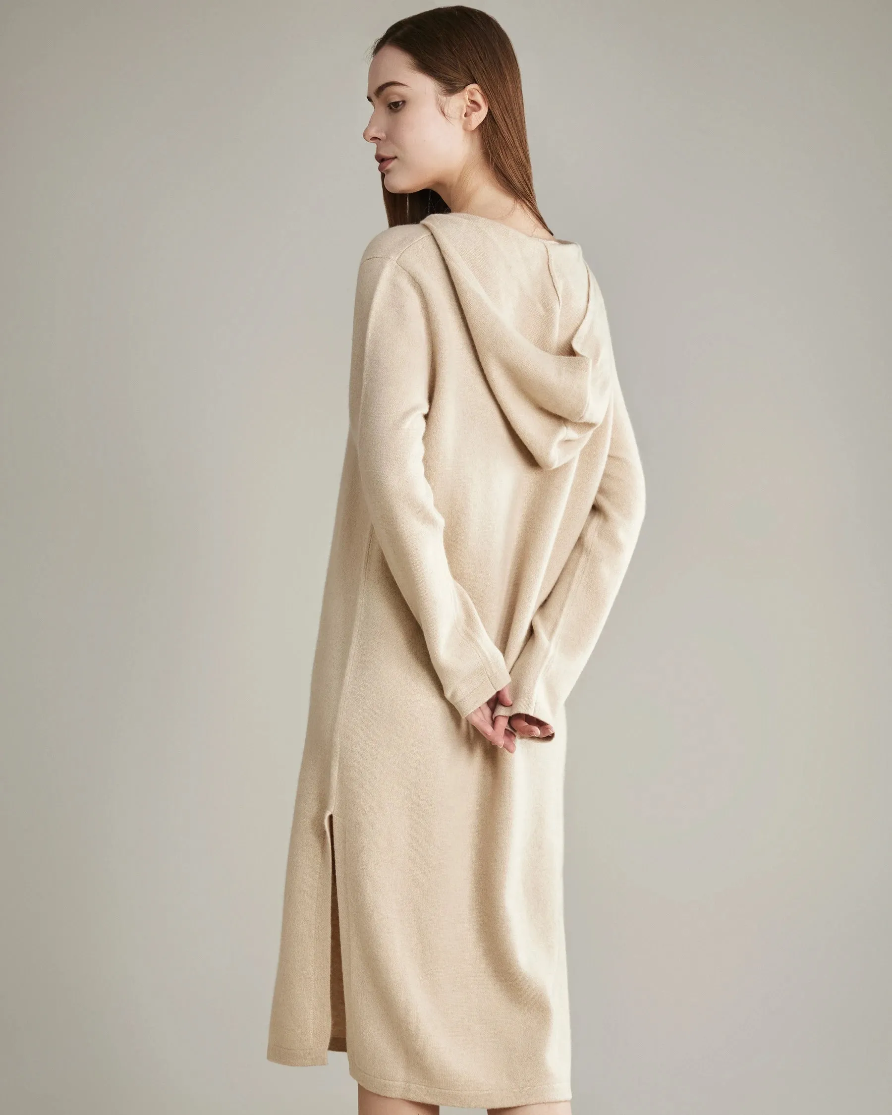 Hooded Cashmere Knit Dress