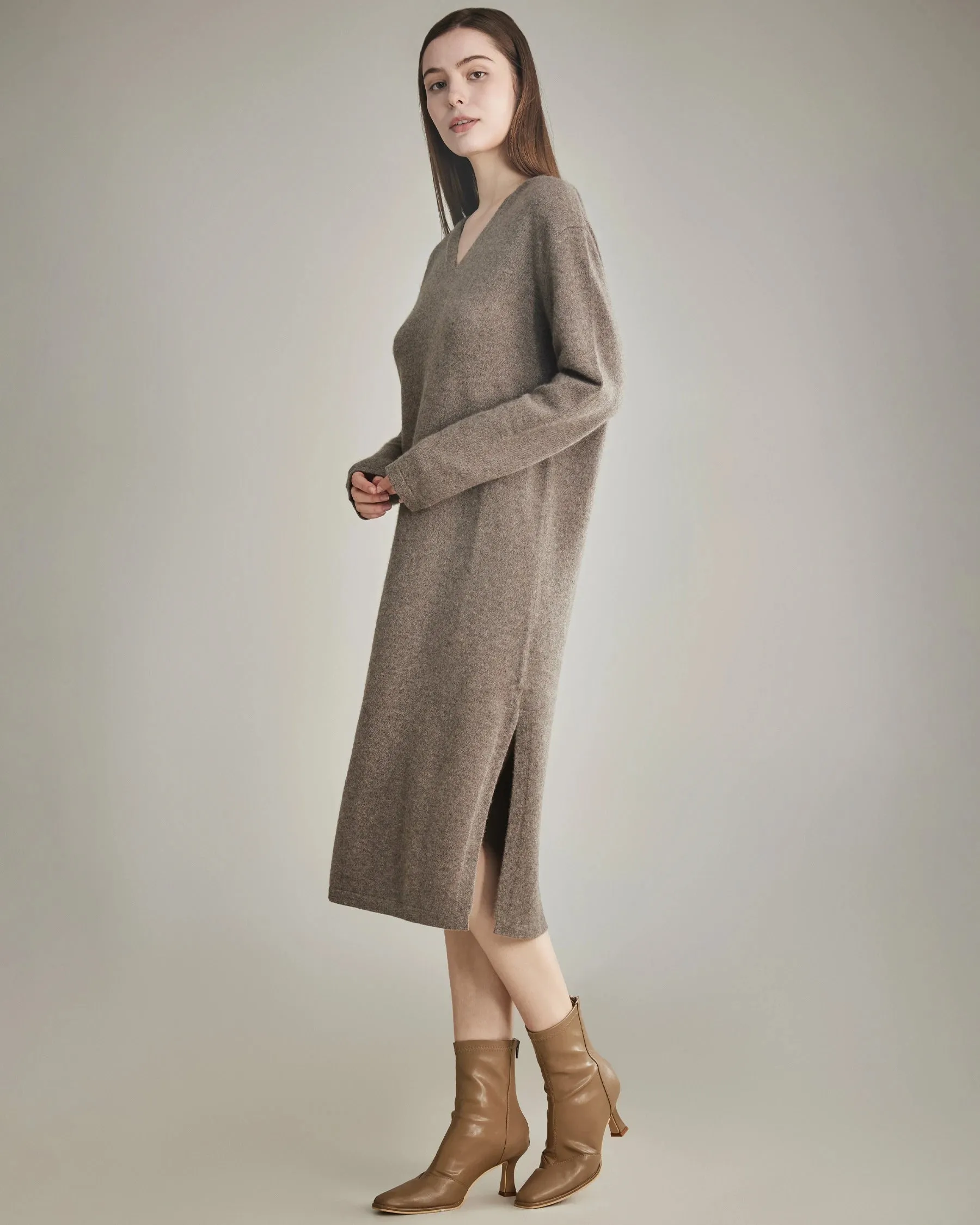 Hooded Cashmere Knit Dress