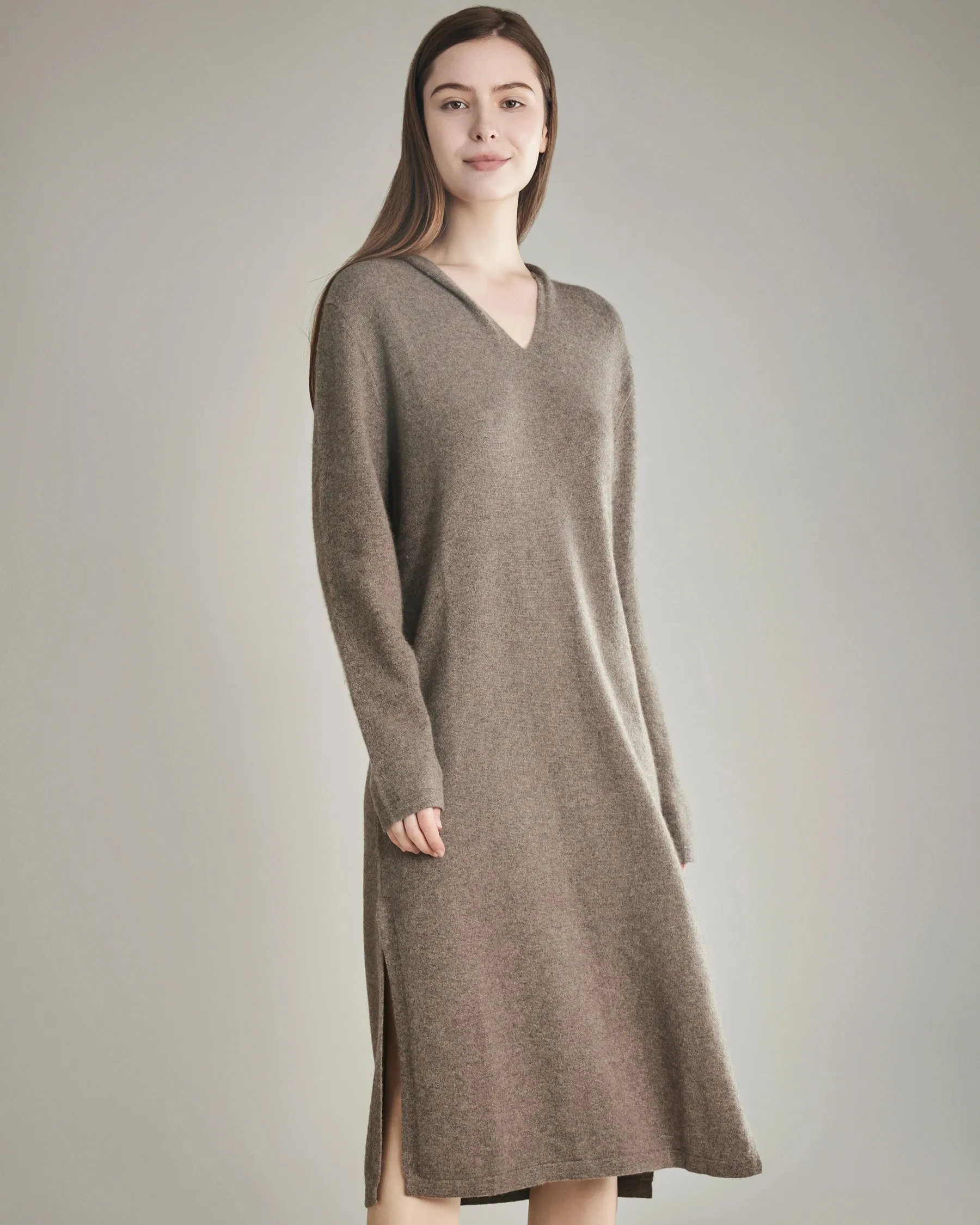 Hooded Cashmere Knit Dress