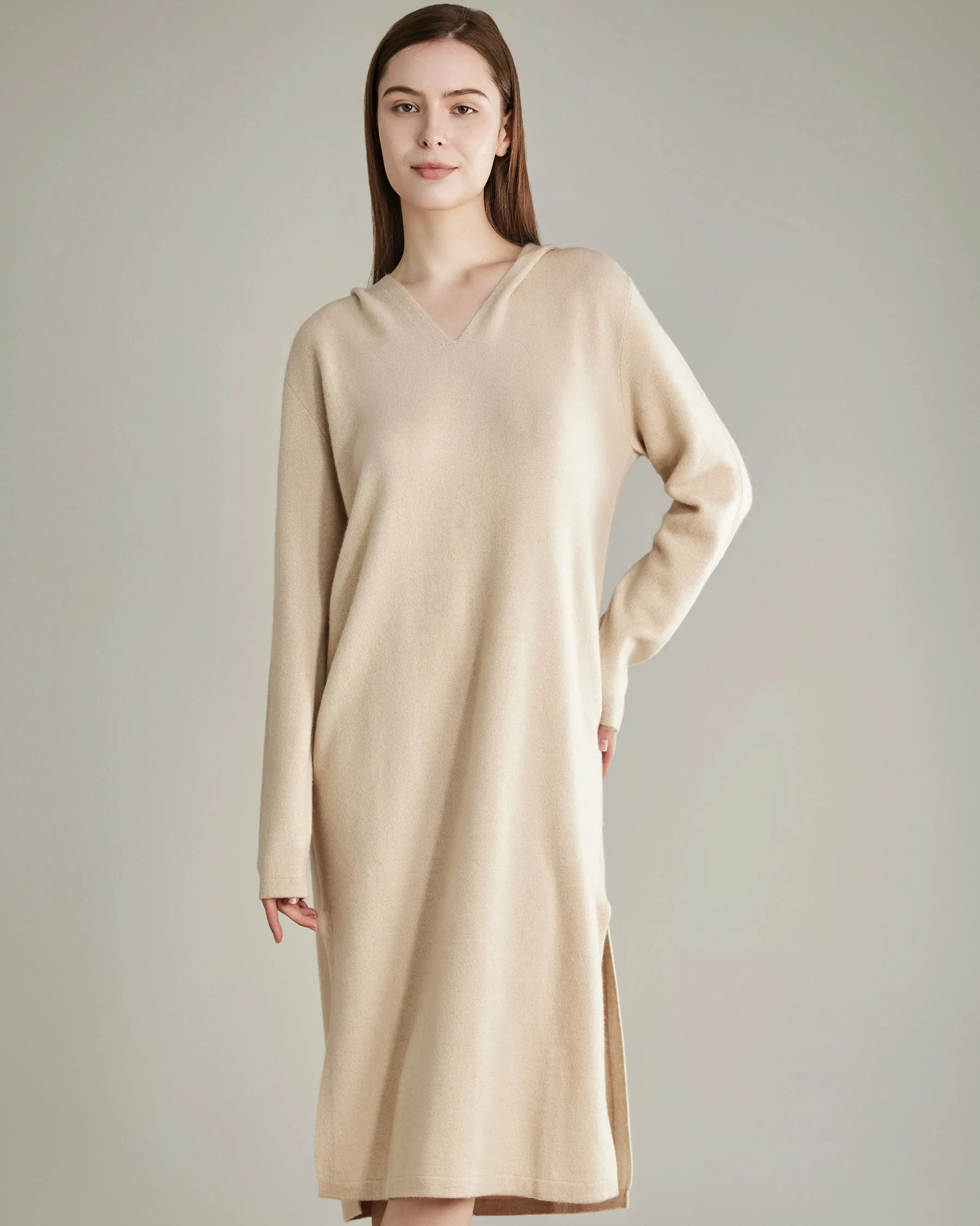 Hooded Cashmere Knit Dress