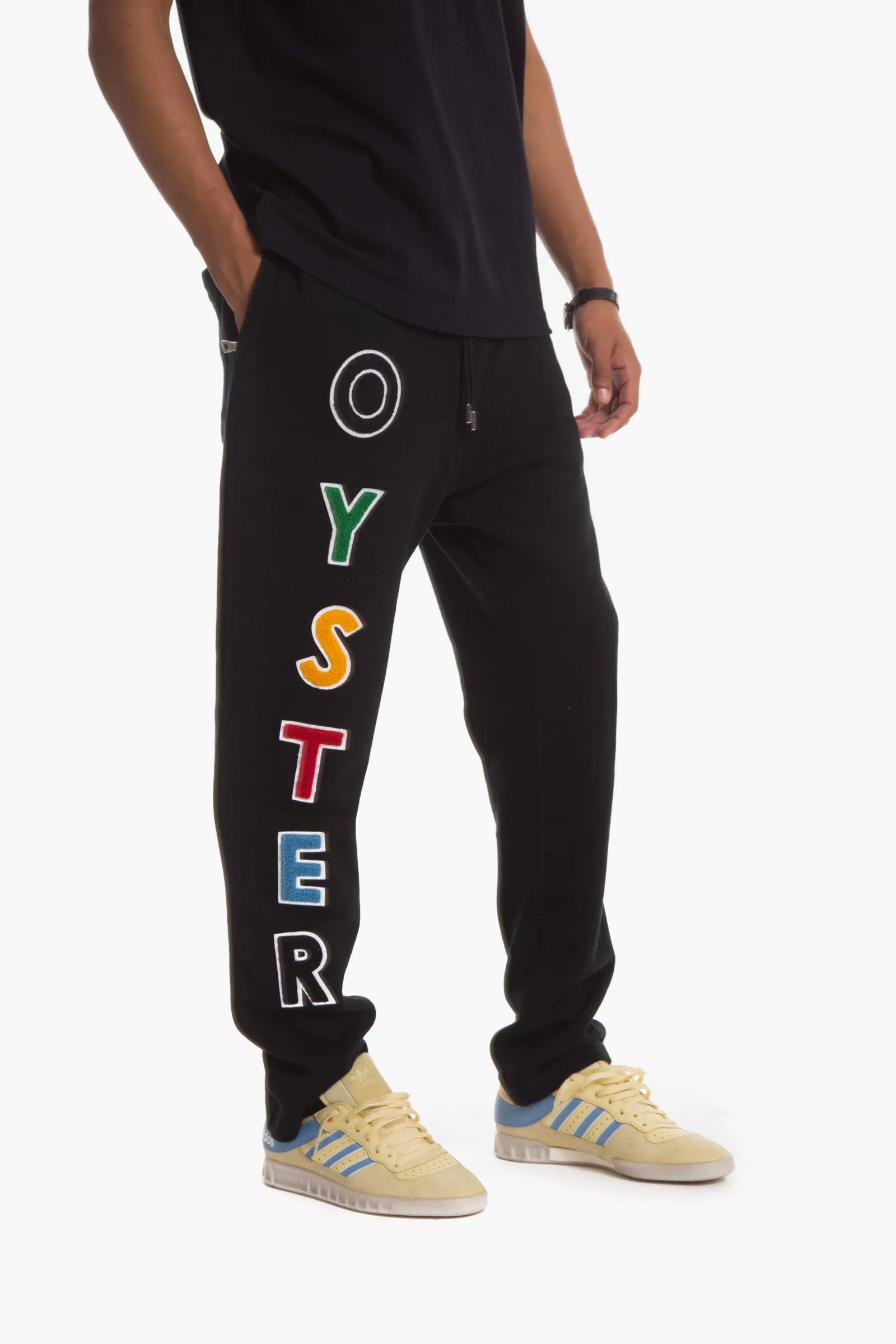 I Oyster logo chenille sweatpants ( blk / multi )