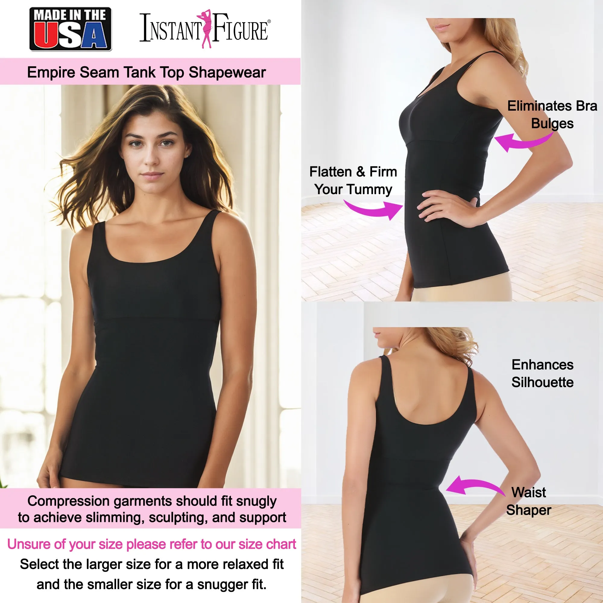 Instant Figure Empire Seam Tank Top Shapewear WT4061