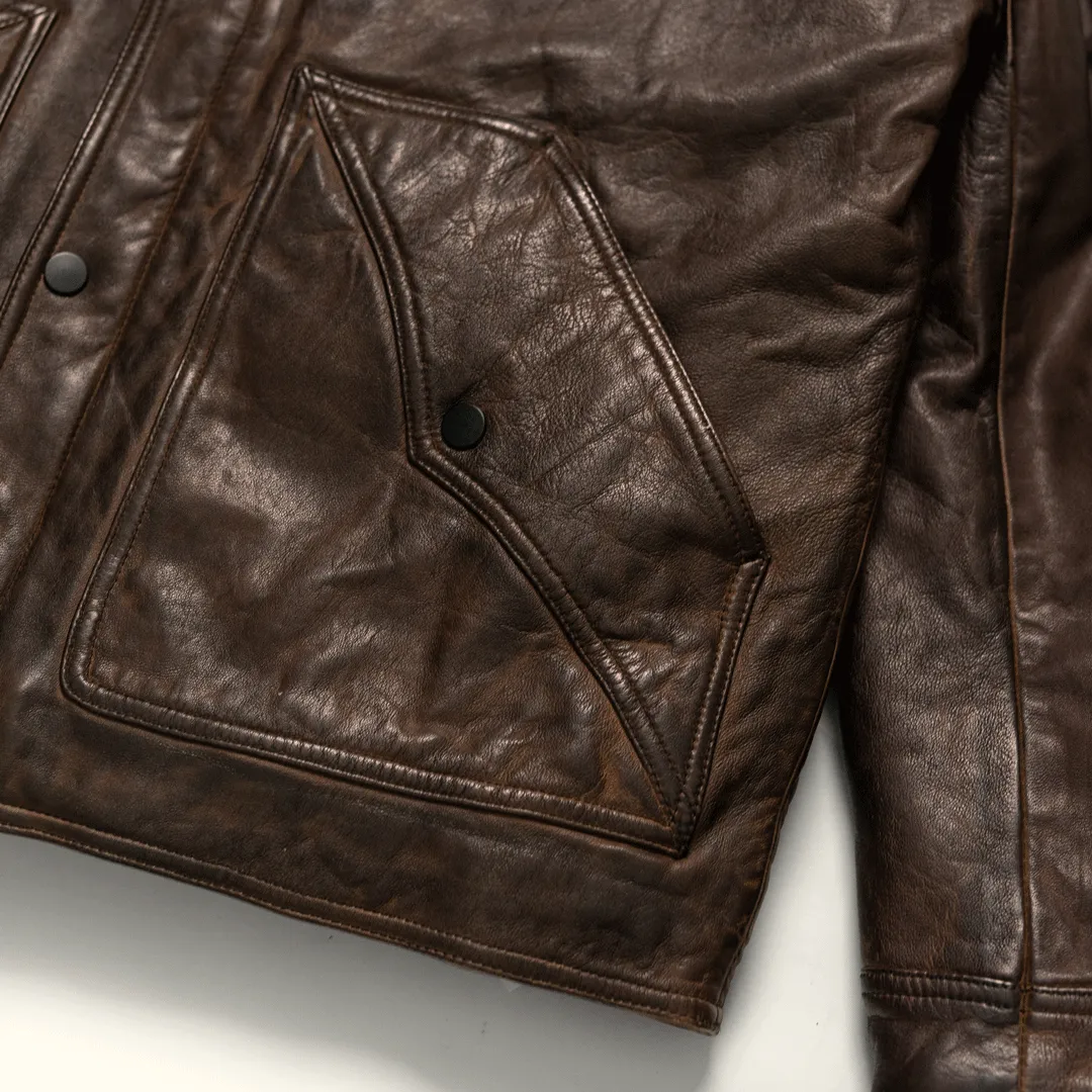 Jackson Leather Sherpa Jacket | Tan & Brown