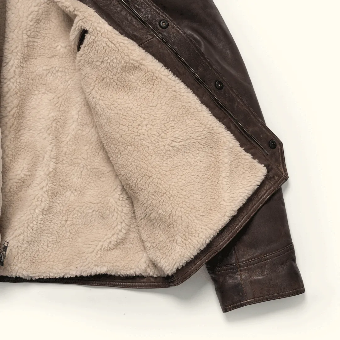 Jackson Leather Sherpa Jacket | Tan & Brown