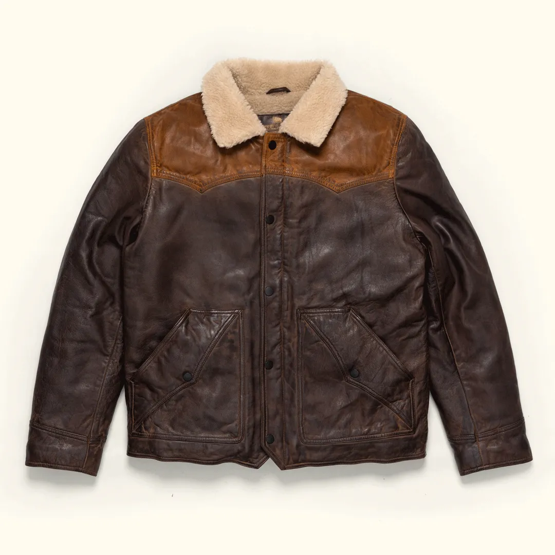 Jackson Leather Sherpa Jacket | Tan & Brown