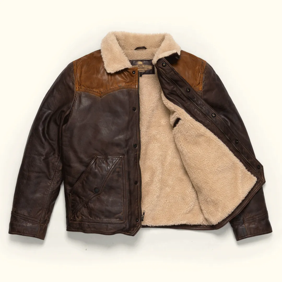 Jackson Leather Sherpa Jacket | Tan & Brown