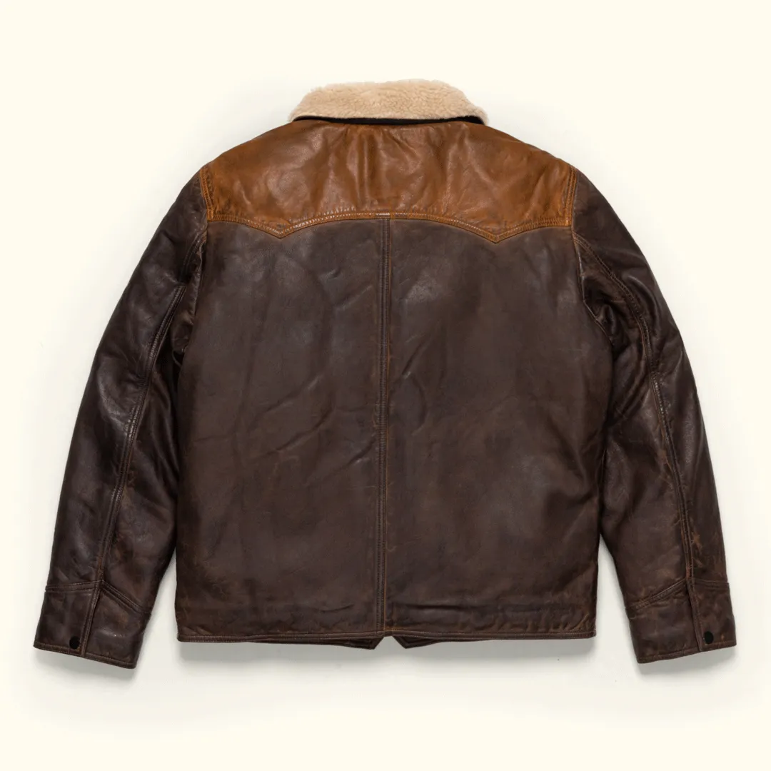 Jackson Leather Sherpa Jacket | Tan & Brown