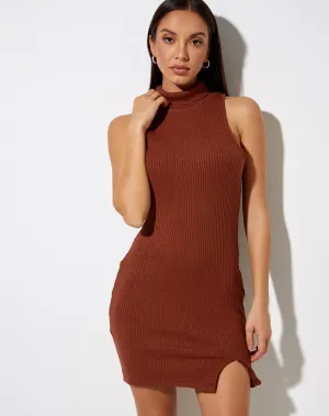 Jamaika Mini Dress in Rib Chocolate