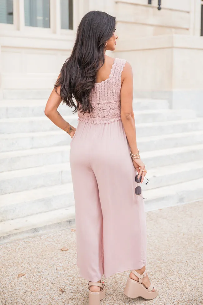 Keep The Peace Nude Crochet Top Jumpsuit FINAL SALE