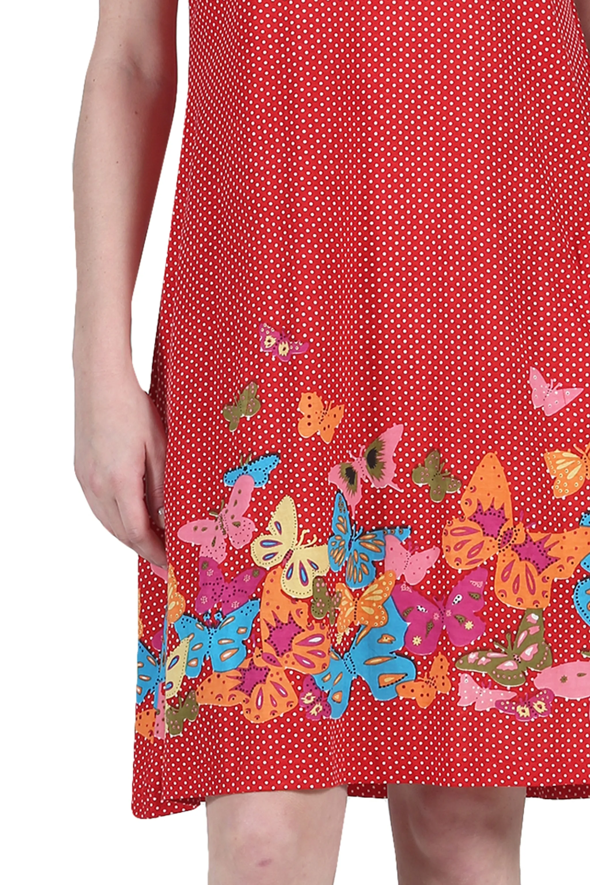 La Cera Novelty Floral Butterfly Print Short Sleeve Dress