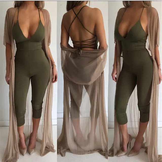 Ladies strappy back bodycon jumpsuit romper