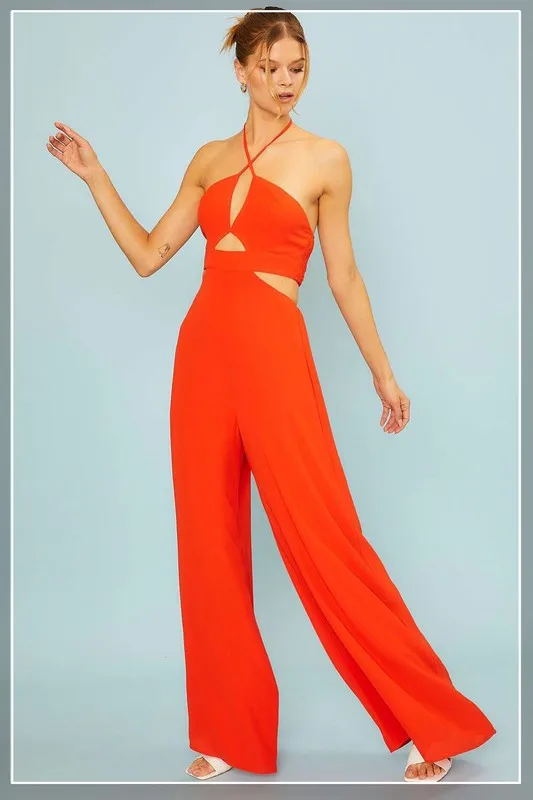 Lily Halter neck jumpsuit (Red)