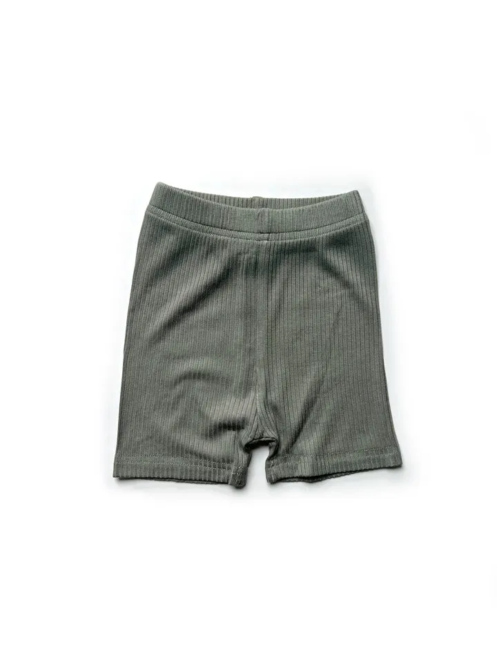 Little Bipsy-Ribbed Biker Short - Fern