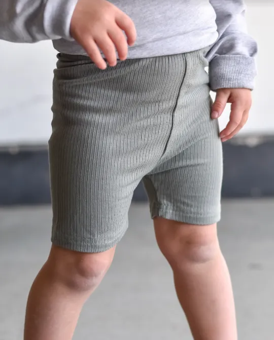 Little Bipsy-Ribbed Biker Short - Fern