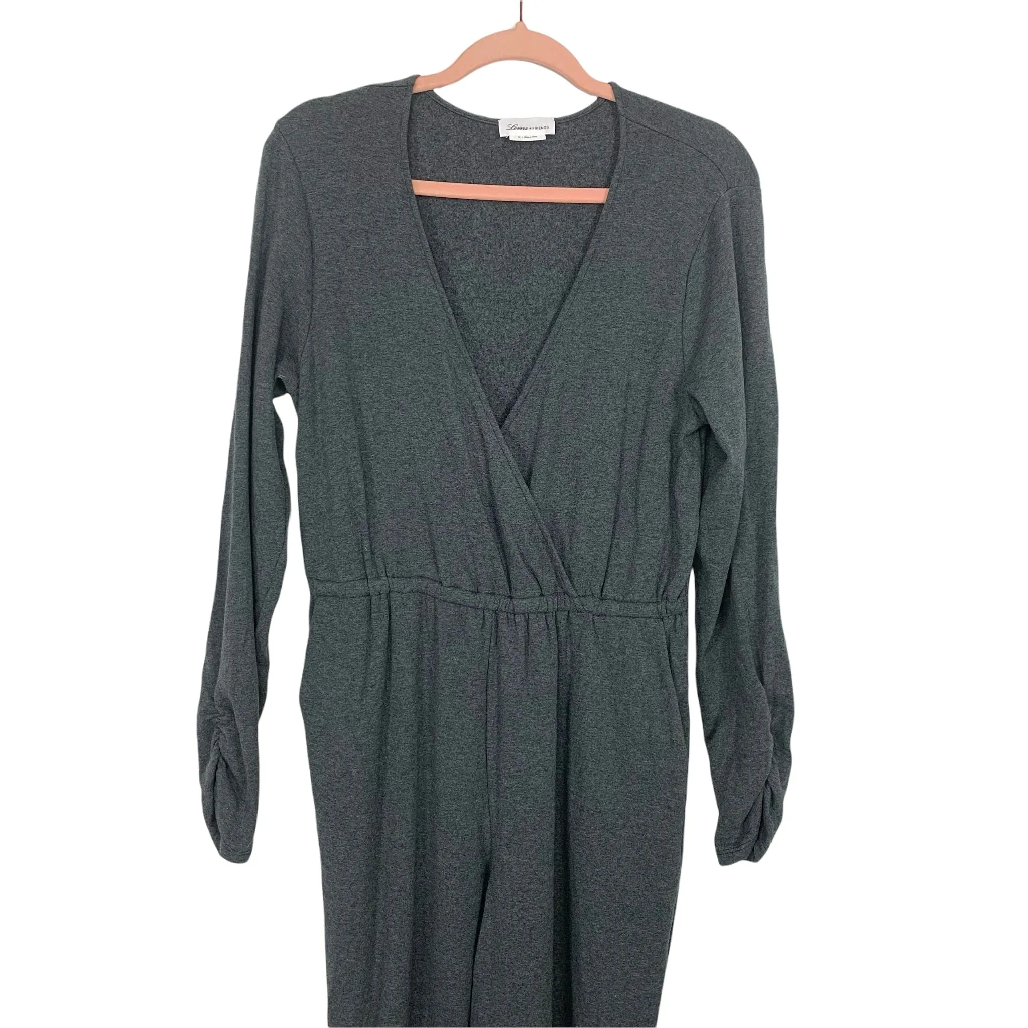 Lovers   Friends Heathered Grey Surplice Front Jumpsuit- Size M (sold out online)