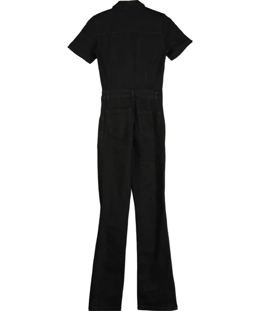 MANGO Black Denim Jumpsuit UK XS