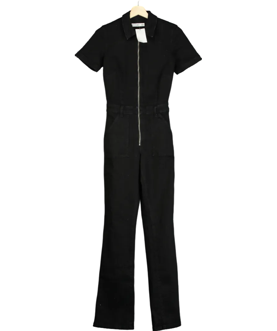 MANGO Black Denim Jumpsuit UK XS