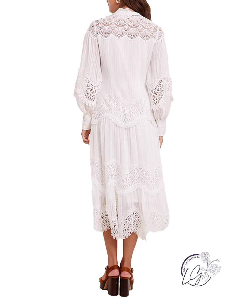 Many Chances Lace Long Sleeve Maxi Dress