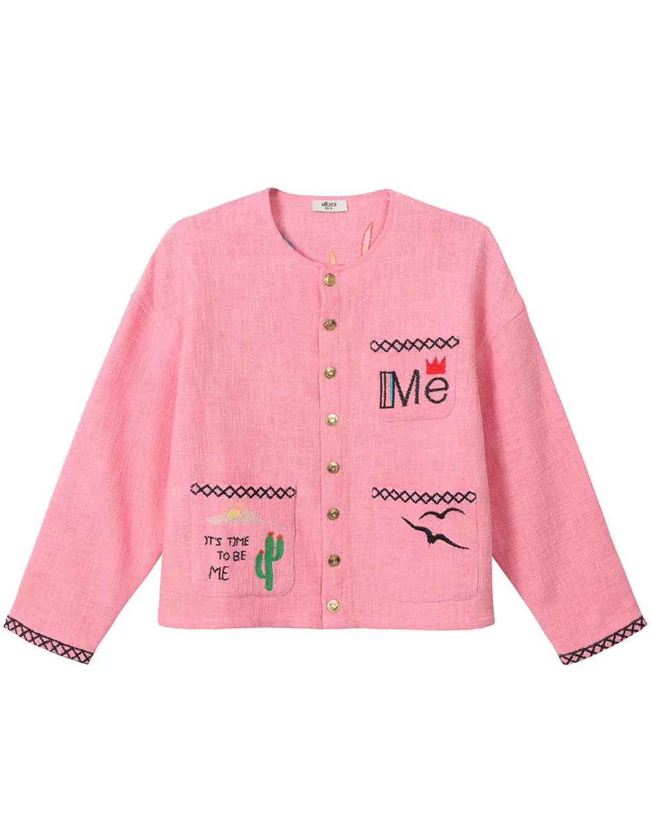 Margaret Pink Collarless Jacket